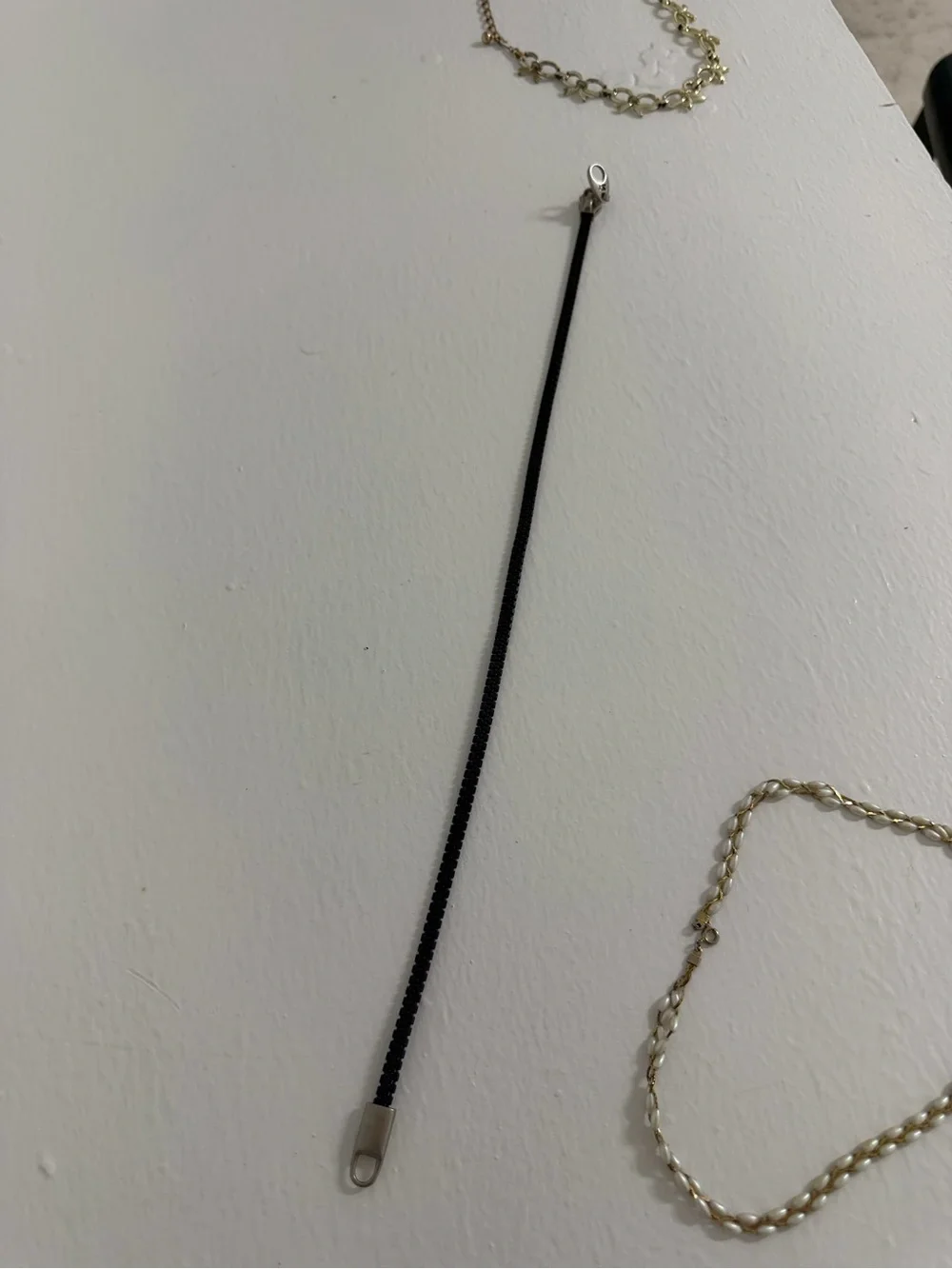 Silver and black zipper necklace minimalist